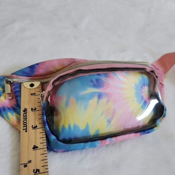 Fanny Pack Hip Pouch Tie Dye Mellow Groovy Waist Bag Adjustable Belt Clear Pockt - Picture 9 of 10